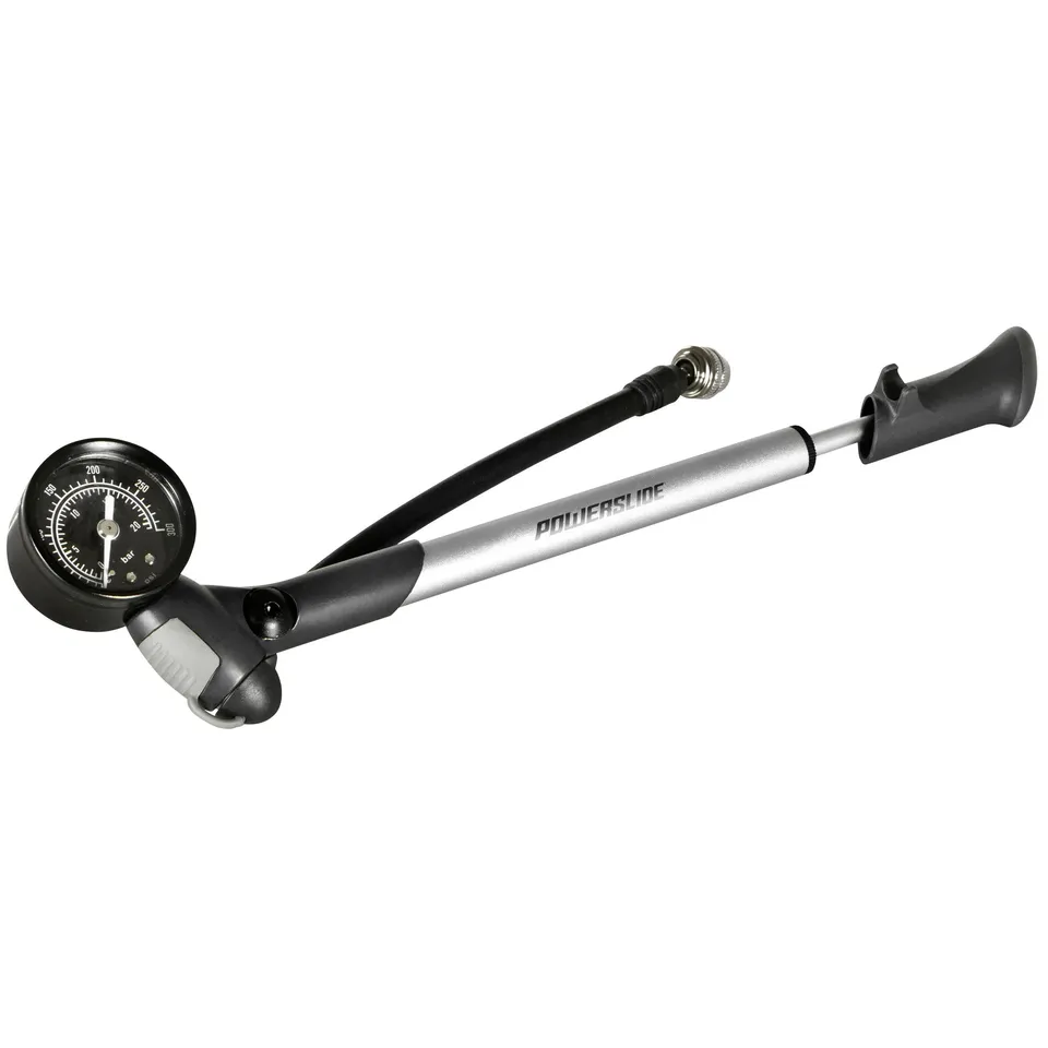 powerslide-pneumatic-mini-pumpe-6063-aluminium-manometer-300-psi-schrader-ventil image 1